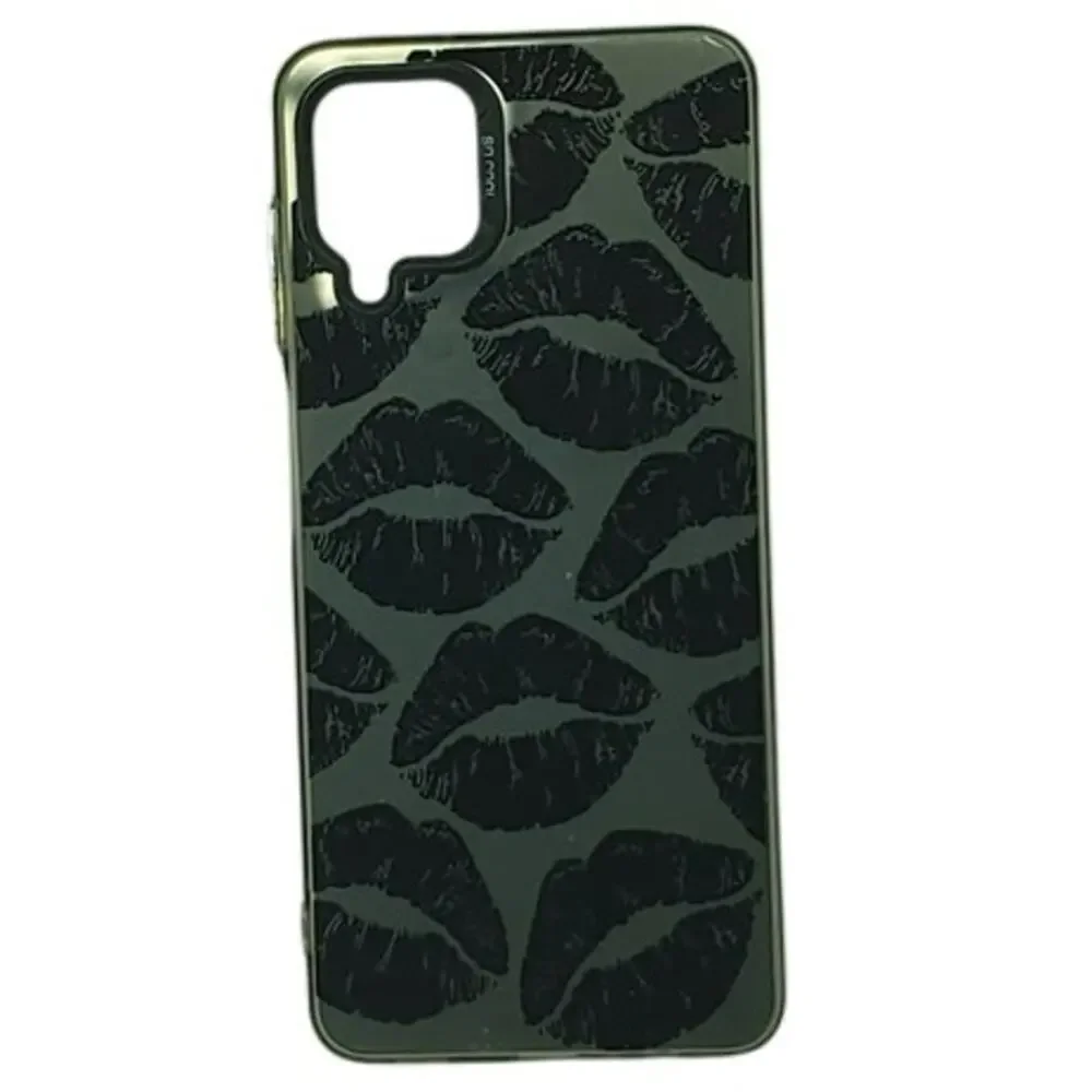 Samsung Galaxy A12 Case Black Lips Print Clear Shockproof Cover – A12